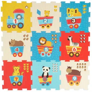 Bieco Puzzlematte, 18 tlg. | Spielmatte Baby | XXL Puzzle Kinder | Krabbeldecke Baby Spielmatte Kinder| Turnmatte Kinder | Kinder Teppiche | Krabbelmatte Baby | Buchstaben Lernen | Spielteppich Junge