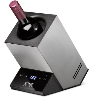 CASO WineCase One Inox - Design Weinkühler für eine Flasche, Temperaturbereich von 5-18°C, für Flaschen bis 9 cm Ø, Sensor-Touch Bedienung, Edelstahlgehäuse, Klein