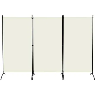 WOLTU Paravent Raumteiler 3-teilig freistehend Creme 255x182 cm | Trennwand klappbar, Stellwand Sichtschutzwand, innen Outdoor, Sichtschutz Balkon Terrasse