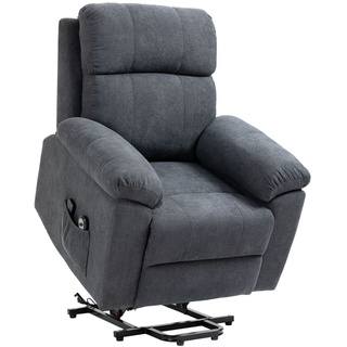 HOMCOM Sessel mit Aufstehhilfe, Relaxsessel mit Liegefunktion, Massagesessel mit Seitentasche, TV-Sessel mit Fernbedienung, Fernsehsessel mit Leine...