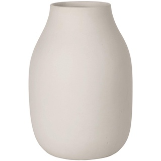 blomus -COLORA- Vase L aus Steingut, Moonbeam, hergestellt in hochwertiger Handarbeit, elegante und dekorative Tischvase, flächenschonendes Wohnaccessoire (H / B / T: 20 x 14 x 14 cm, 65705)