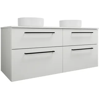 burgbad Eqio Waschtischkombination mit Keramik-Aufsatzwaschtisch 140 cm, links und rechts, mit Stangengriff G0234, Badmöbel, SGUO140F2009C0001G0234,
