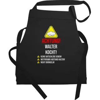 Schürze - Kochschürze - Achtung Wunschname Kocht - 60x87 - Schwarz - küchentextilien küche ich koche küchenschürze geschenke für hobbyköche koch lustig schürzen kochzubehör weihnachten - 60 x 87 cm