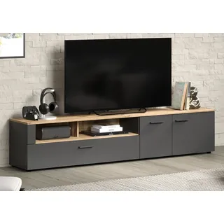 trendteam Esteban Lowboard 160 cm Anthrazit/Eiche Holz