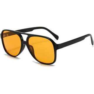 OSAGAMA Vintage Retro Sonnenbrille Gelb Getönte Brille für Damen Herren (Polarisiert Gelb) - L