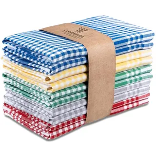 Laynenburg Geschirrtuch 10er Set Premium Geschirrtücher aus Baumwolle 45x65 cm fusselfrei, (10-tlg), Küchentücher fusselfrei & modern Vintage Küchenhandtücher bunt