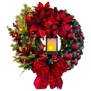 Generisch Weihnachten Herbstdeko Girlande Weihnachtsgirlande Herbstdeko Outdoor Tannengirlande Trockenblumenkranz Beerenkranz Türkranz Deko Türdeko Außen Drinnen