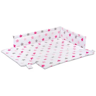 FabiMax Laufgittereinlage 75x100 cm, mit Seitenschutz, mit Klettverschluss befestigt grau|rosa