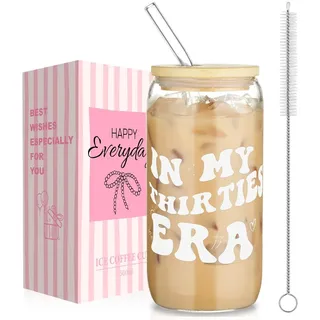 AOOTE Glas mit Deckel und Strohhalm, 500 ml Trinkglas mit Deckel & Spruch, Personalisiert Gläser Aufmunterung Geschenke, Trinkgläser mit Deckels für Smoothie,Latte,Macchiato,Whiskey,Geschenk