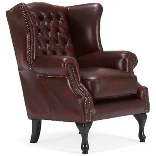 Woodkings Ohrensessel Chesterfield Leder 89 x 104 x 79 cm Rot