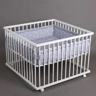 Laufgitter Laufstall 100x100cm Baby Krabbelgitter inkl. Stoffeinlage WEISS 49266-D02 - Weiß