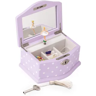 Art Lins Elle Schmuckkästchen mit Ballerina, mit Schloss, Holz-Erinnerungsbox mit aufziehbarer Musik, Schwanensee, klein (Lavendel)