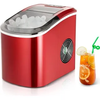 Goplus Eiswürfelmaschine mit 2,2L Wassertank, Elektrische Eiswürfelbereiter, Eismaschine inkl. Eiskorb & Eisschaufel, 12 kg/24 Stunden, 2 Eiswürfel-Größen, für Büro & Bar & Zuhause (Silbrig)