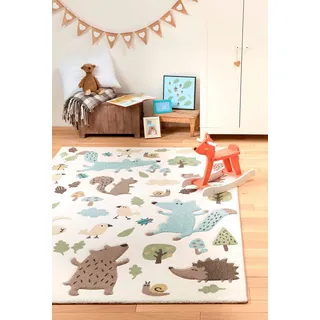 Sigikid Forest Kinderteppich 120 x 170 cm Beige/Blau