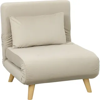 HOMCOM Schlafsessel, Klappsessel mit Bettfunktion, Zierkissen, klappbarer Relaxsessel mit Verstellbarer Rückenlehne in Samtoptik, für Wohnzimmer, Beige   Aosom