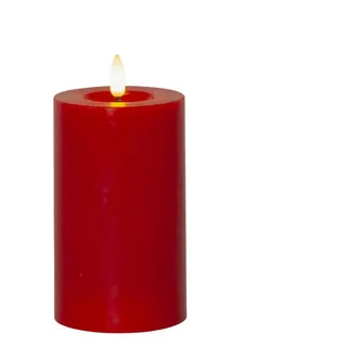 MARELIDA LED-Kerze LINA Echtwachs realistische 3D Flamme Wachsspiegel H: 17,5cm rot (1-tlg) rot