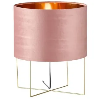 Fischer & Honsel, Tischlampe, Tischleuchte Metall/Stoff 1-flammig Hx 430x350 mm Aura goldfarben Stoffschirm samt-rose innen gold (E27)