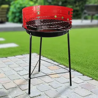 Rundgrill 56 x 33 cm verchromter Grillrost 4-Fach höhenverstellbar schwarz/neu
