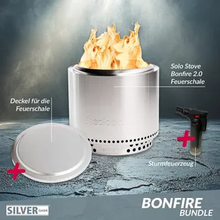 Solo Stove BONFIRE 2.0 Edelstahl Ø 49,5 cm Bundle inkl. Edelstahl Deckel + Stand...