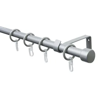 GARDINIA Gardinenstangen Set Cap 1-läufig Ø 16 mm 130 - 240 cm silber