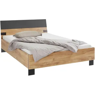 Futonbett WIMEX "Malmö, Bett Made in Germany", grau (plankeneichefarben, graphit), B:148cm H:94cm L:210cm, Betten, Futonbett, im beliebten Industrial look, 3 Breiten zur Auswahl