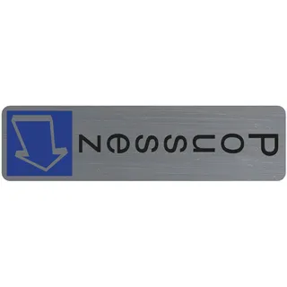 Exacompta - 67157E - 1 Türschild senkrecht schiebbar - Wandschild bedruckt - auf allen Untergründen - Aluminium Optik gebürstet - Maße: 4,4 x 16,5 cm