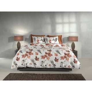 ZO HOME Bettwäsche Zo! Home Flanell Bettwäsche 135x200 cm Wonder White Eichhörnchen Blätt, Blätter, 2 teilig braun|weiß