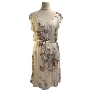 BZNA Sommerkleid Seidenkleid Sommer Herbst Kleid mit Blumen Muster weiß