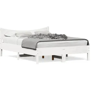vidaXL Massivholzbett 140 x 190 cm Weiß