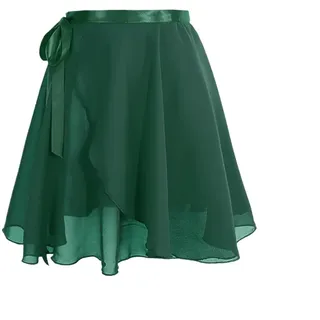 Ayztantine Ballett Tanz Chiffon Rock für Frauen Damen Ballettröcke Chiffon-Schnürröcke Tanzröcke Trikots for Erwachsene Rock Ballettübungen Tanzen Miniröcke Tutu(Dark Green,Height 135cm-160cm)
