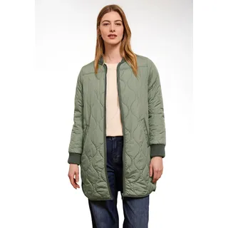 Steppjacke STREET ONE STUDIO, Damen, Gr. 38, grün (lichen grün), Stoff, Obermaterial: 100% Polyester. Futter: 100% Polyester. Füllung: 100% Polyester, unifarben, normal ca. Mitte Oberschenkel, Rundhals, elastischer Bund, Jacken Steppjacke, mit moderner Steppung