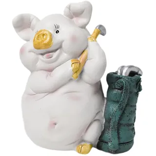 Gcljlmy Schweinestatue, Schweine-Sparschwein, Geburtstags-Spardose, Heimdekoration für Kinder, Ornament-Tierfigur, Kunstharz-Skulptur fürs Büro (Kein Hut)