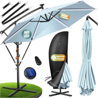 Kesser Ampelschirm LED Solar Ø 350 cm Hellblau