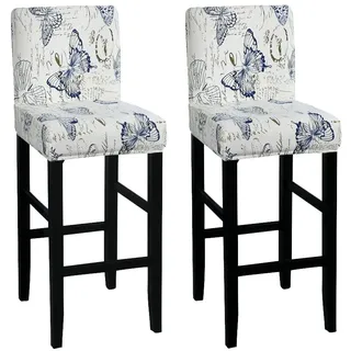 FANSU Barhocker Stuhlhussen mit Rückenlehne, Stretch Stuhlbezug Esszimmerstuhlbezüge Sitzbezug Abnehmbar Waschbar für Küchen Hochstühle Barhocker Höhenverstellbar (Beiger Schmetterling,2er Set)