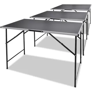 Gecheer Tapeziertische 3 STK Klappbar, leichte und platzsparende Multifunktionsmöbel, 100 x 60 cm MDF-Tischplatte mit Eisenbeinen, schwarz, zusammenklappbar für Marktstände, Partys und Heimwerken