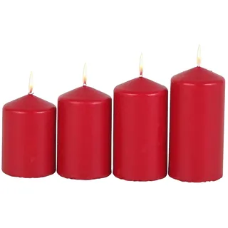 Buri Adventskerzen rot 4er Stumpenkerzen Weihnachtskerze Stufenkerzen Stumpen Kerze Rot