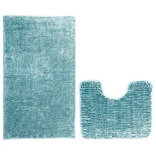 Restilo Badematte Badematte Badteppich Badvorleger Duschvorleger WC Vorleger rutschfest, rutschhemmend beschichtet, Set, Polyester, Rechteckig, Matte + WC Vorleger, BxL 50x80 cm und BxL 40x50 cm
