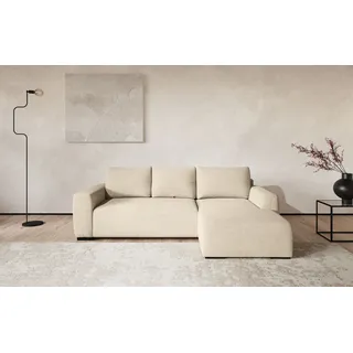 Ecksofa COTTA "Giro L-Form, Recamiere, Breite 252 cm", beige (ivory), B:252cm H:86cm T:170cm, 96% POLYESTER (PES) 4% POLYAMID(PA), Sofas, Ecksofa, wahlweise mit Bettkasten und Trendbezug CORD