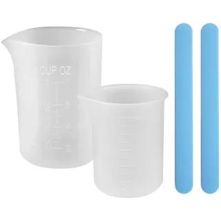 2 Stück Silikon Messbecher Gießpulver, 100ml/250ml Silikonbecher zum Gießen | Silikon Messbecher Epoxidharz, Silikonbecher zum Gießen Keraflott für Epoxidharz, Gießformen, Wachsen, Leicht zu Reinigen