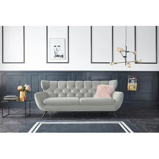 Candy 3-Sitzer 3C CANDY "Beatrice, extravagantes Megasofa, bequem, Küchensofa, Breite 225cm", silber, B:225cm H:94cm T:95cm, Samt-Optik (100% Polyester), Sofas, mit Rückensteppung im Rautenmuster, Samt Optik, auch in Fellimitat