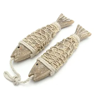Yanayi Holz Fisch Dekoration Ornament, Maritime Deko Holz Fisch Deko Mit Schnur, Hängend Handgeschnitzt Wandkunst Für Zuhause Innen Außen Terrasse Büro Nautische Wand Thema