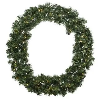 Lumineo Künstlicher Tannenkranz 50cm mit LED Lichtern - Outdoor Kranz beleuchtet Türkranz Weihnachten Adventskranz Weihnachtskranz Weihnachtsdeko Grün