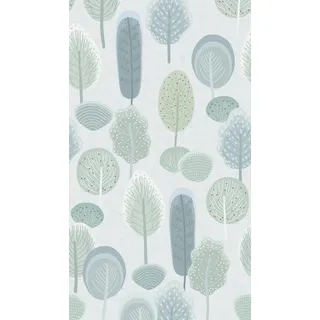 A.S. Création Fototapete Wald – Grün, Blau – Wandbild XXL 1,59 x 2,80 m | Ruhiges Waldmotiv als Akzentwand – matte Vliestapete, ansatzfrei & spurlos abziehbar – für Schlafzimmer & Flur