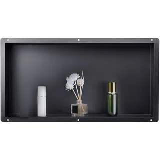 Vevor Duschnische, 10,16x33,02x63,5 cm, rahmenlose Wandnische, Shampoo-Aufbewahrungs-Organizer aus Edelstahl, langlebig und einfach zu installieren, schwarz für Badezimmer