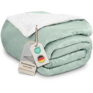 Gräfenstayn® Dicke Kuscheldecke flauschig & super weich - warme Sherpa-Fleecedecke in Lammfell-Optik als Wohndecke, Tagesdecke & Sofadecke - Überwurf Decke Sofa & Couch (Mintgrün 200x150)