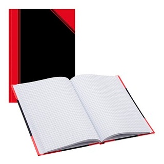 Bantex Notizbuch Chinakladde DIN A5 kariert, schwarz/rot Hardcover 192 Seiten
