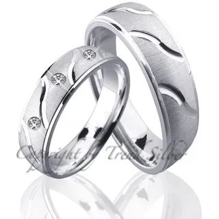 Trauringe123 Trauring Hochzeitsringe Verlobungsringe Trauringe Eheringe Partnerringe aus 925er Silber mit Stein, J57 63