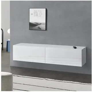 [en.casa] Evaton TV-Lowboard 140 x 30 x 33 cm Weiß Spanplatte