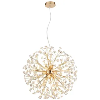 Pendelleuchte Esszimmerlampe Hängeleuchte G9 LED Kristall klar 9-Flammig gold
