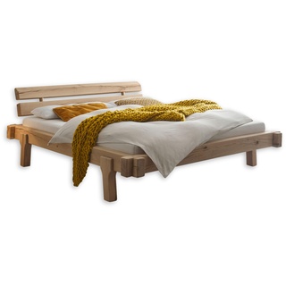 INGER Modernes Massivholzbett 180x200 - Komfortables & hochwertiges Balkenbett aus massiver Eiche - 208 x 83 x 234 cm (B/H/T)